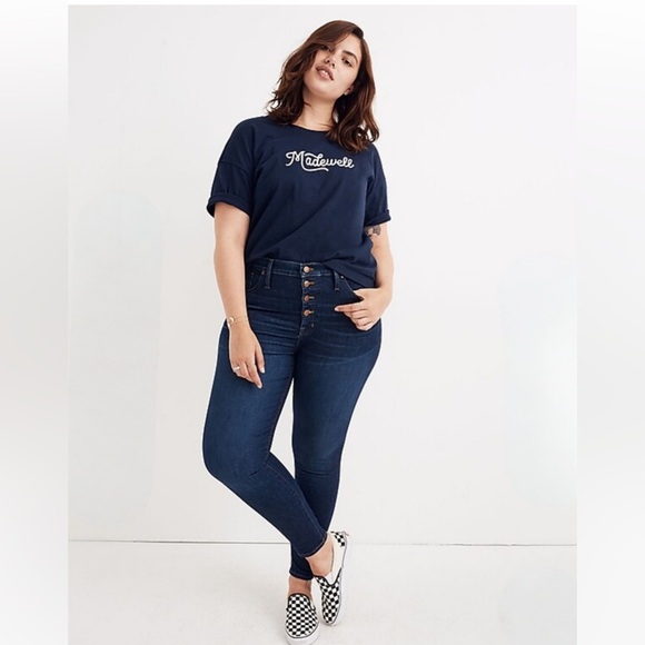 Madewell Plus 9" Mid-Rise Skinny Jeans in Hayes Wash: Button-Front Edition NWT - Picture 1 of 7
